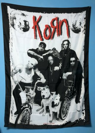 Vintage Korn Music Band Silk Wall Flag Tapestry Rock Poster 2000 Rare Bulldog