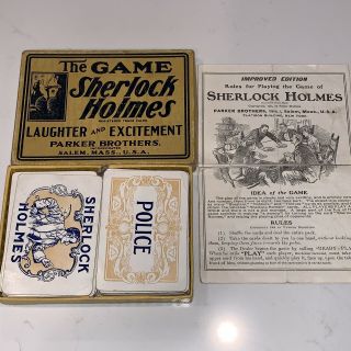 1904 Antique Parker Brothers Sherlock Holmes Card Game Rare Salem,  Mass Usa