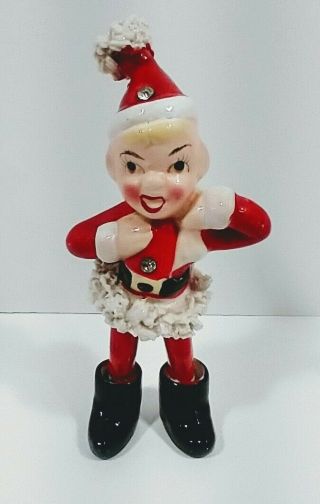 Kreiss Vintage Elf Santas Helper Christmas Ceramic Figurine 4.  5 " Rare