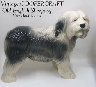 Rare Vintage Coopercraft Porcelain Dog Old English Sheepdog Figurine Ornament