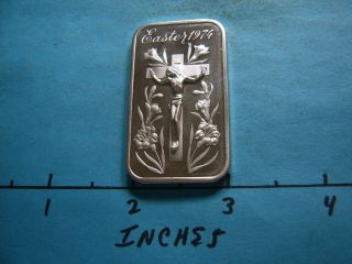 Jesus On Cross High Relief Easter 1974 Madison 999 Silver Bar Rare 3