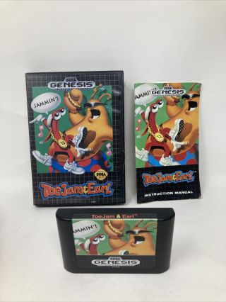 Toejam & Earl (sega Genesis,  1991) Game Complete Case Cib Rare