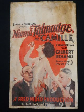 Camille 1926 Norma Talmadge Gilbert Roland Rare Movie Poster L@@k