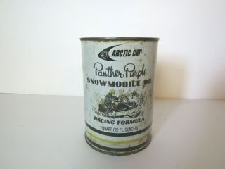 Rare Vintage Metal Arctic Cat Panther Purple Snowmobile 1 Quart Oil Can
