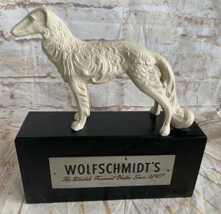 Rare Vintage Wolfschmidts Vodka Wolfhound Borzoi Statue Display Bar Sign