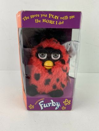 Vintage Furby 1999 70 - 800 Red Fur Black Spots Ladybug W/ Tags And Box Rare