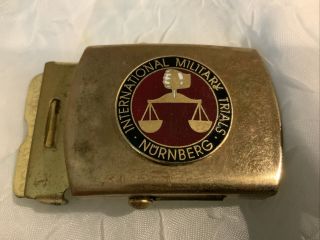 Rare Wwii Occupation Nuremberg War Crimes Trial Brass Belt Buckle