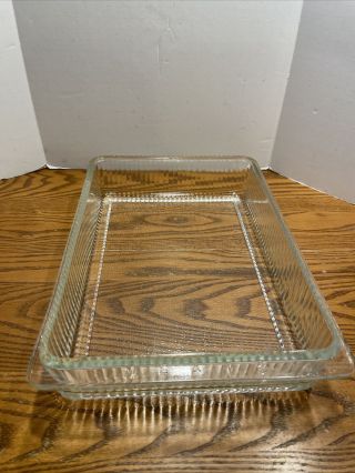 Rare Vintage 1940s Meats Thick Fluted Hoosier Glass Refrigerator Drawer Ribbed