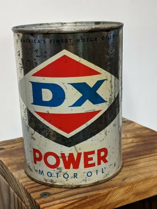 Vintage Rare Dx Power Motor Oil 1 Quart All Metal Can