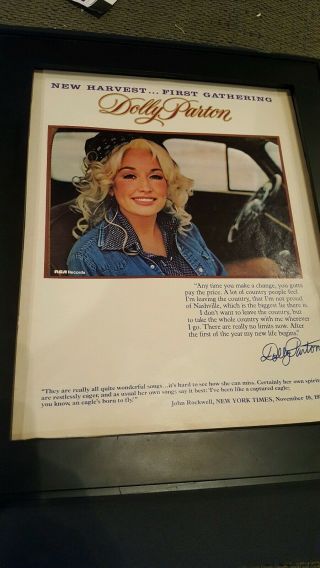 Dolly Parton Harvest First Gathering Rare Promo Poster Ad Framed