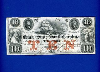 1860 $10 Bank Of The State Of Sc Rare Crisp Canceled Note Ser.  346