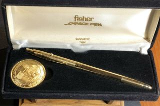 Fisher Nasa Space Pen With Case And Nasa Coin - Rare