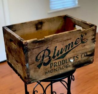 Rare 1920’s Blumer Brewery Wooden Beer Crate.  Great Graphics Monroe Wisconsin