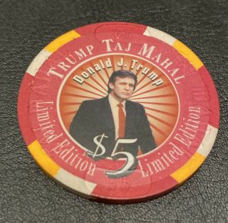 Trump Taj Mahal Casino $5 Chip Donald J.  Trump Rare Limited Edition President 45