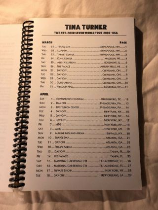 TINA TURNER Twenty Four Seven World Tour 2000 North America Itinerary Book RARE 2