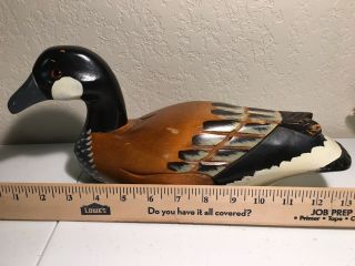 Rare Hand Carved Wooden Duck Life - Size Hand Painted Design 14” Lg Vintage