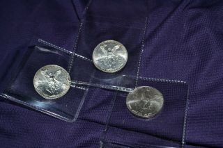 (3) 1993,  94 & 95 Mexican Silver Libertad 1/4 Oz Coin Set Bu (rare)