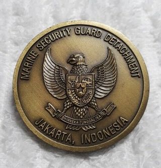 Authentic Usmc Jakarta Indonesia Marine Security Guard Det Rare Challenge Coin