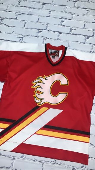Vintage 90’s Nhl Calgary Flames Pedestal Pro Player Hockey Jersey Men’s Rare