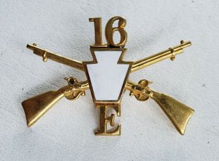 Rare Indian Wars 16th Cavalry Regiment E Company Officers? Hat Pin Badge Shield