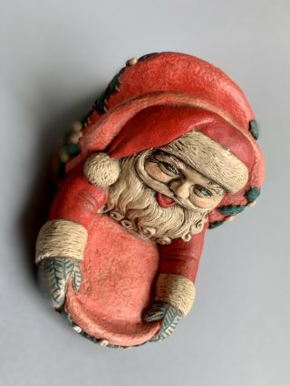 Vintage 1970’s Ceramic Christmas Cards Napkin Holder Santa Claus Mrs Claus Rare
