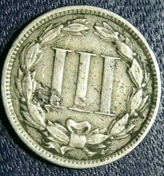 1869 VERY RARE Planchet STRIKE THRU Error NICKEL THREE III CENT PIECE Coin 2