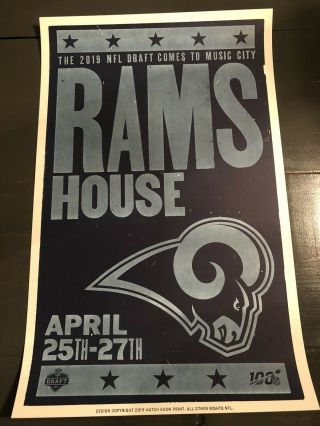 Los Angeles La Rams 2019 Nfl Draft Rare Hatch Show Print Poster Nashville