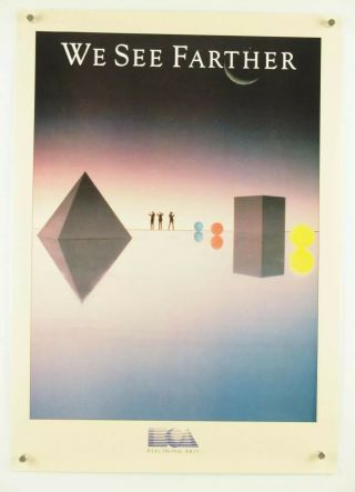 Rare Vtg 1980s Electronic Arts Advertising Promo Poster We See Farther 17x24 "