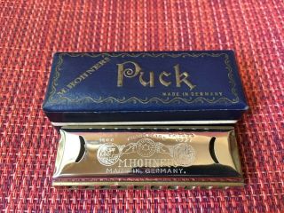Vintage Rare Pre Ww11 Hohner Puck Harmonica Made In Germany Key Of C