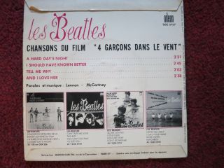 THE BEATLES VERY RARE FRANCE PRESSING A HARD DAYS NIGHT ODEON SOE 3757 EX 2