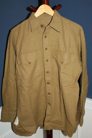Rare Ww2 U.  S.  Marine Corps Brown Wool Uniform Field Shirt W/tag,  Size 2 1942 D.