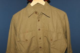 Rare WW2 U.  S.  Marine Corps Brown Wool Uniform Field Shirt w/Tag,  Size 2 1942 d. 2