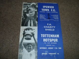 Rare 1962 Fa Charity Shield Ipswich Town V Tottenham Hotspur 11th August 1962