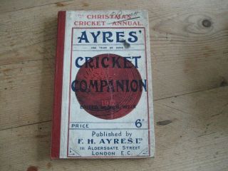 Ayres Cricket Companion 1917 Cricket Almanac Illustrated Rare Wartime Edition