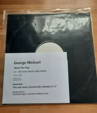 Rare George Michael Shoot The Dog 1 - Sided White Label Promo 12 " Vinyl Gm07 2002