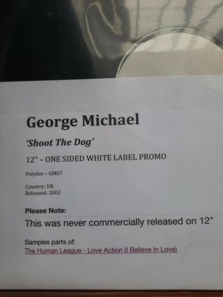 RARE George Michael Shoot The Dog 1 - Sided White Label Promo 12 
