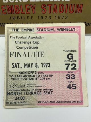RARE Leeds United v Sunderland 1973 FA Cup Final Programme,  Ticket WEMBLEY 2