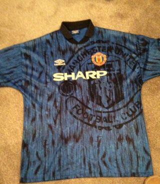 Vintage Rare Manchester United Football Shirt 92 - 93 Sharp