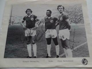 York Cosmos Rare Pele Giorgio Chinaglia Franz Beckenbauer Signed (reprint)