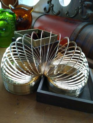 Slinky 50th Anniversary 1945 - 1995 Gold Plated W/ Wood Box Rare