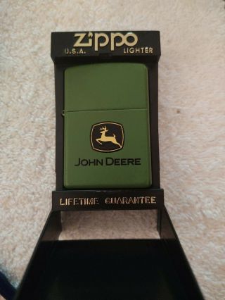 Zippo Lighter 2006 Rare & Retired John Deere Green Matte Plastic Display Case.