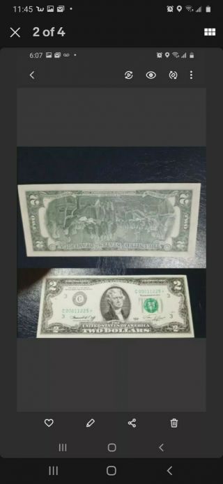 1976 $2 RARE ☆ Star Note ☆ Low Serial Number C 000 11 22 5 FANCY 98.  2 on endex 2