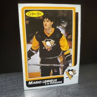 1986 - 87 Opc O - Pee - Chee 1 Mario Lemieux Pittsburgh Penguins Box Bottom Rare Good