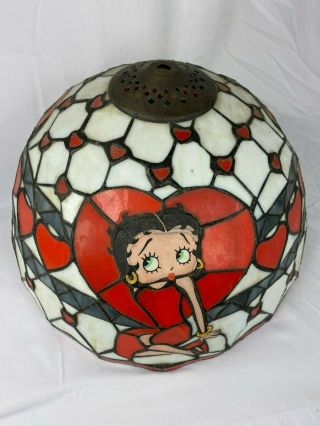 Vtg Betty Boop Tiffany Style Stained Glass Lamp Shade By Danbury Rare