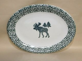 Folk Craft Moose Country By Tienshan Rare Oval Platter 16 "