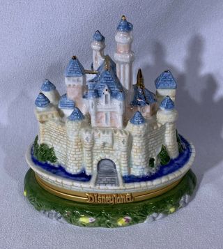 Disney Porcelain Sleeping Beauty Castle And Tinkerbell Trinket Box Rare