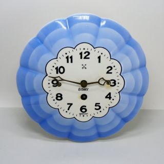 Antique Blue Flower Floral Shape Porcelain Rare Germany Wall Mental Clock