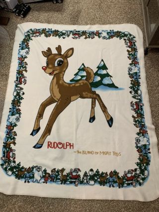 Rudolph - The Island Of Misfit Toys Throw Blanket 57 X 46 Rare Very Hard To Find