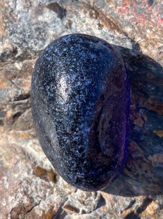 Rare,  Cobalt Blue Opaque Seaglass Boulder With Flat Back Near Flawless