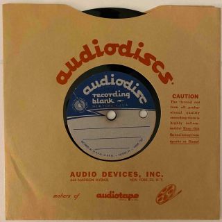 Audiodisc Recording Blanks Set Of 2 Unusued 6.  5 Inch Blue Label Rare Find
